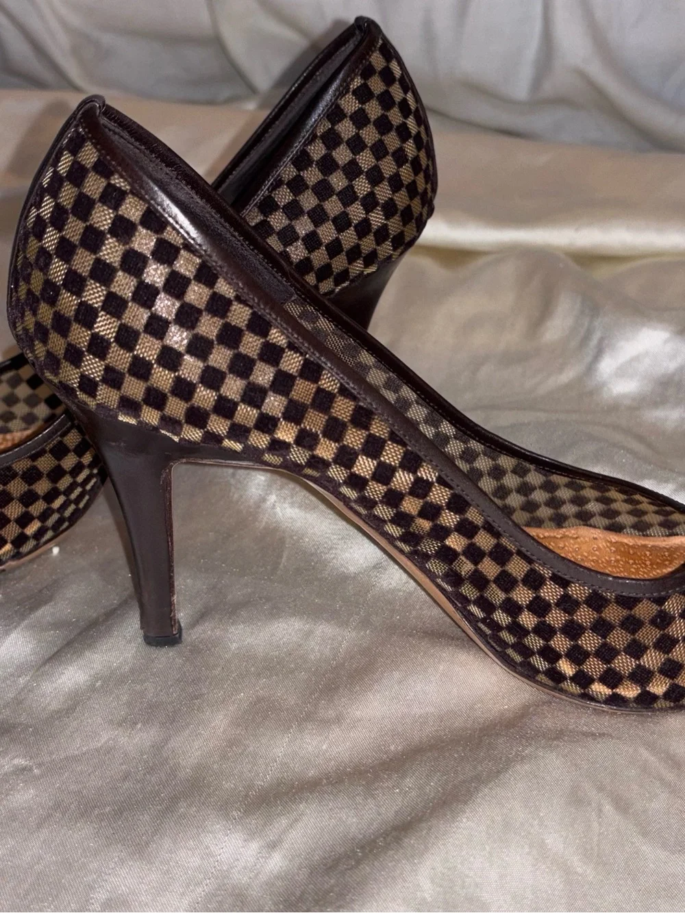 Vintage Louis Vuitton Damier Mesh Pointed Toe Pumps